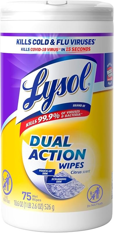 Lysol Dual Action Disinfectant Wipes, Multi-Surface Antibacterial Scru