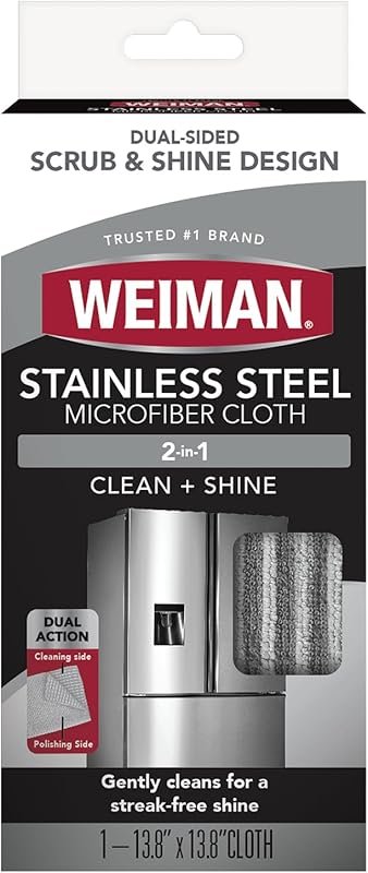 Weiman Microfiber Cloth for Stainless Steel – Safely Removes Dirt and