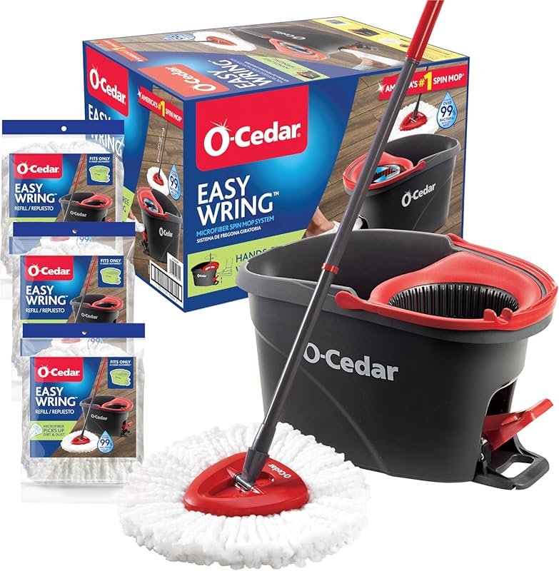 O-Cedar Easywring Microfiber Spin Mop & Bucket Floor Cleaning System w