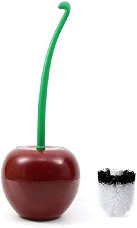 Lovely claret cherry-shaped toilet brush set includes replacement head