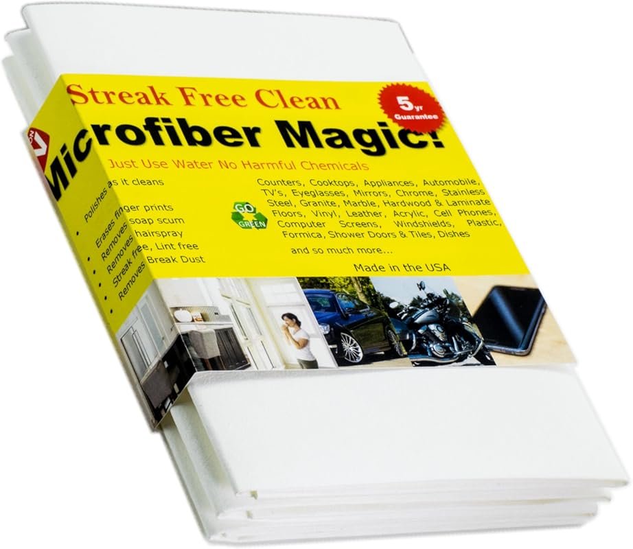 Microfiber Magic Streak Free Cleaning Cloth 3 Pack Clean Any Surface w