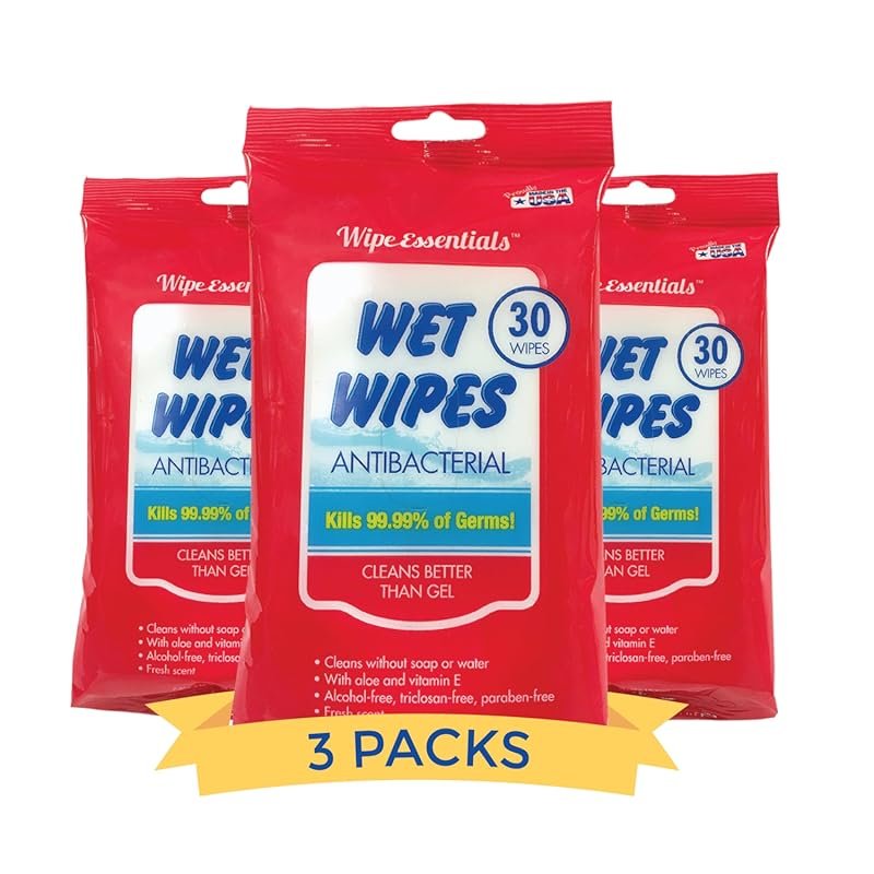 WipeEssentials Hand Sanitizer Wipes – 90 Count, Travel-Friendly for Ad