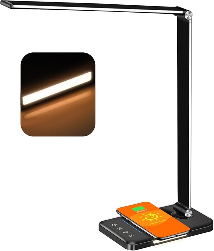 AFROG LED Desk Lamp with 10W Wireless Charger, 1200Lux Brightness, 5 L