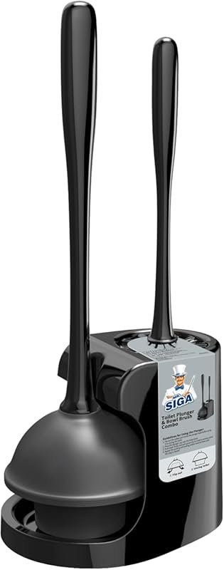 MR.SIGA Toilet Plunger and Bowl Brush Combo for Bathroom Cleaning, Bla