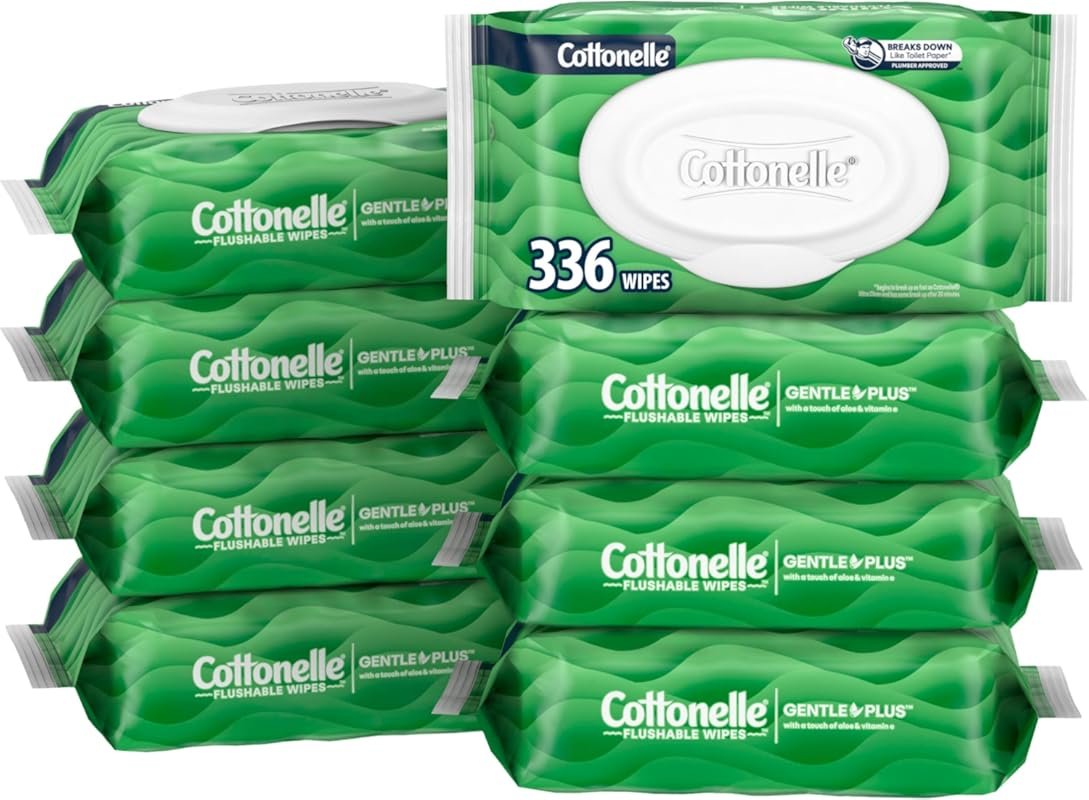 Cottonelle GentlePlus flushable wipes with aloe and vitamin E, 8 packs