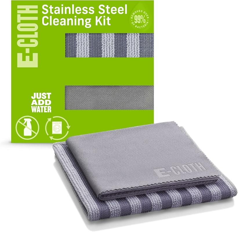 E-Cloth Stainless Steel Microfiber Cleaning Cloth Kit – Reusable Cloth