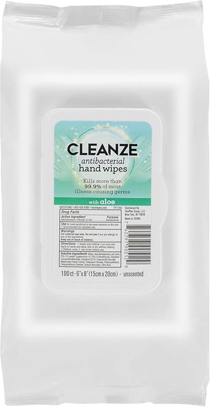 Antibacterial Hand Wipes with Aloe – Alcohol-Based, 100 Count, Travel-