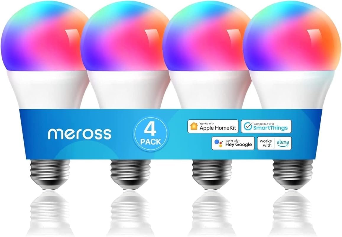 meross Smart RGBWW WiFi LED Bulbs, Apple HomeKit Compatible, 60W Equiv