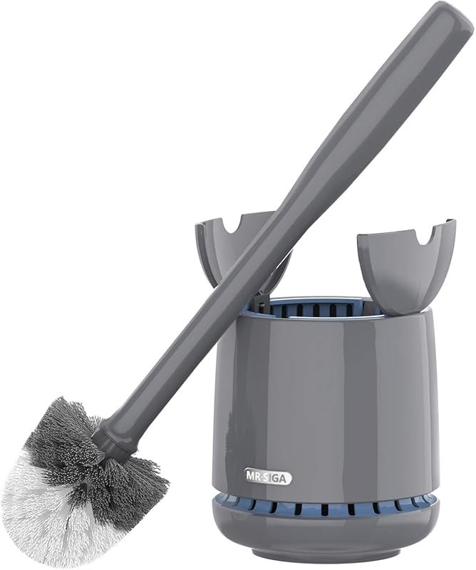MR.SIGA Toilet Bowl Brush and Holder with Solid Handle and Durable Bri