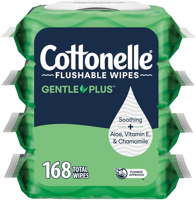 Cottonelle GentlePlus Flushable Wet Wipes with Aloe & Vitamin E, 4 Fli