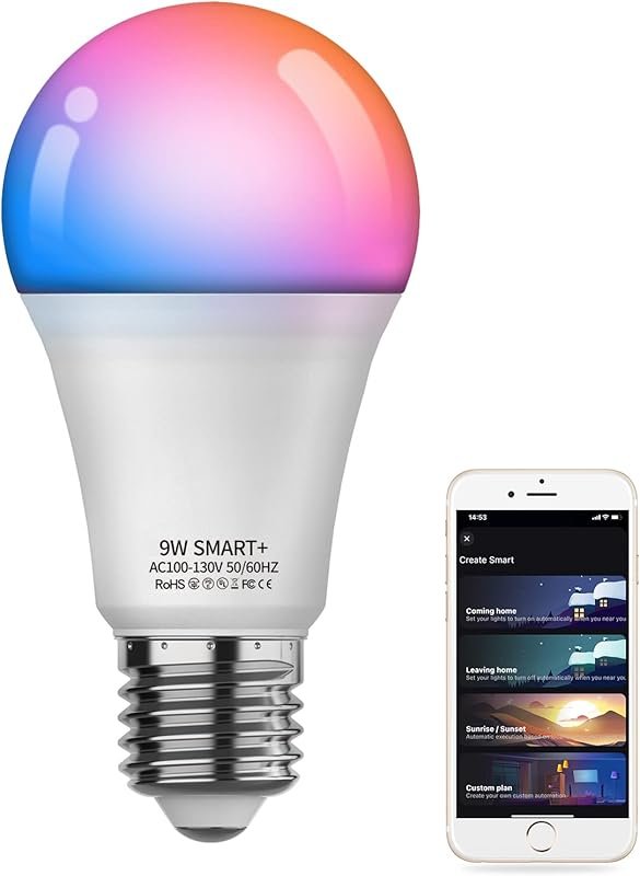 Smart WiFi & Bluetooth 5.0 Bulb – Color Changing, Alexa, Google, Dimma