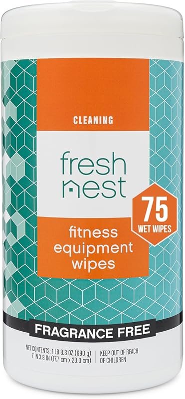 Fitness Equipment Wipes, 75ct, Fragrance-Free Surface Cleaning Wipes f