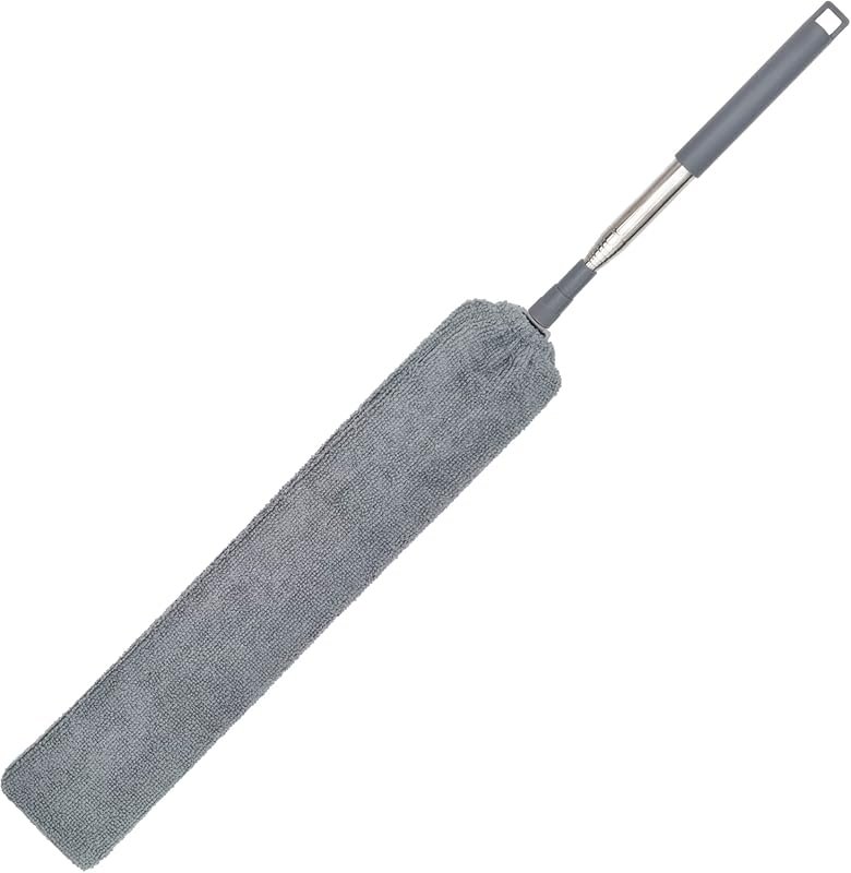 Upgraded microfiber gap duster with adjustable pole for under applianc