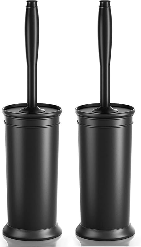 Toilet Brush and Holder 2 Pack with Extra Long Handle, Deep Cleaning S