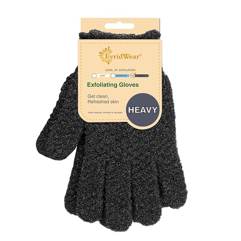 Evridwear Dual-Texture Exfoliating Gloves – Shower Mitts with Hanging