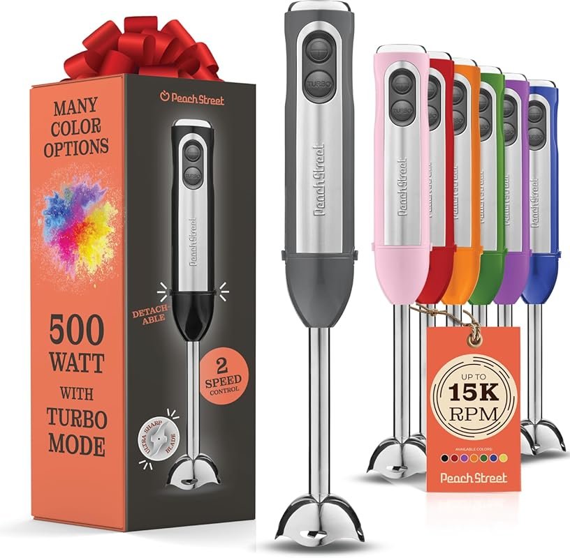 500W Immersion Blender with Turbo Mode & 304 Stainless Steel Blades fo