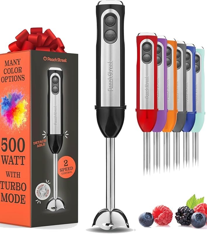 500W immersion blender with turbo mode and detachable base for easy cl