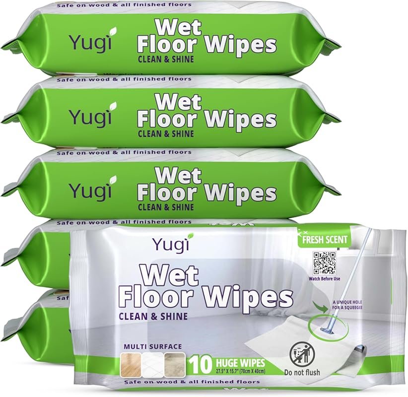Yugi XXL Wet Floor Wipes, Multi-Surface Disposable Cleaning Wipes, Ext