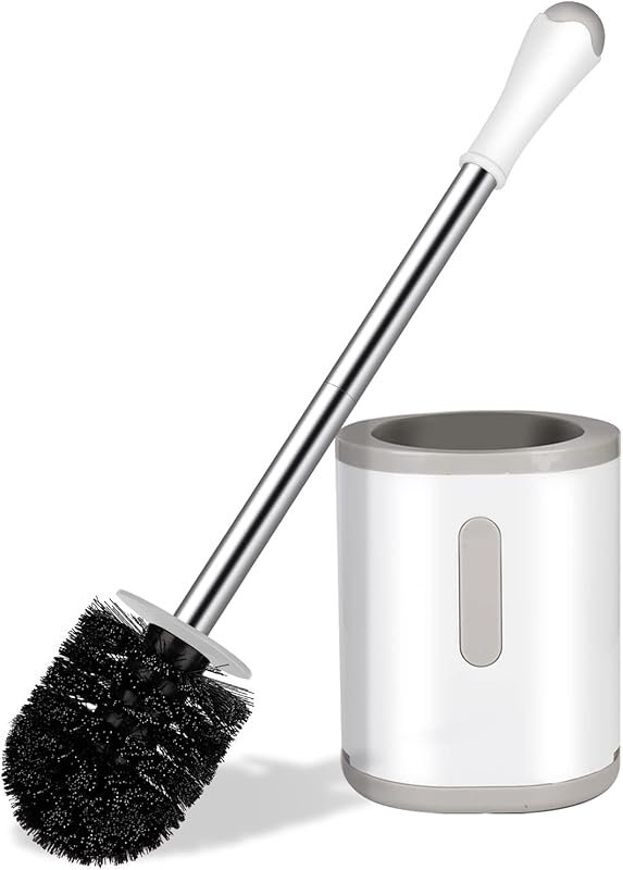 Compact Toilet Brush & Holder with Stainless Steel Handle for Space Sa