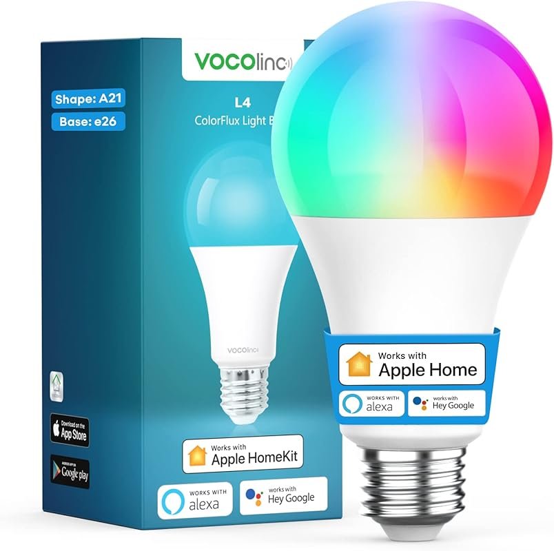 VOCOlinc Smart Light Bulb, Apple HomeKit and Alexa Compatible, Dimmabl