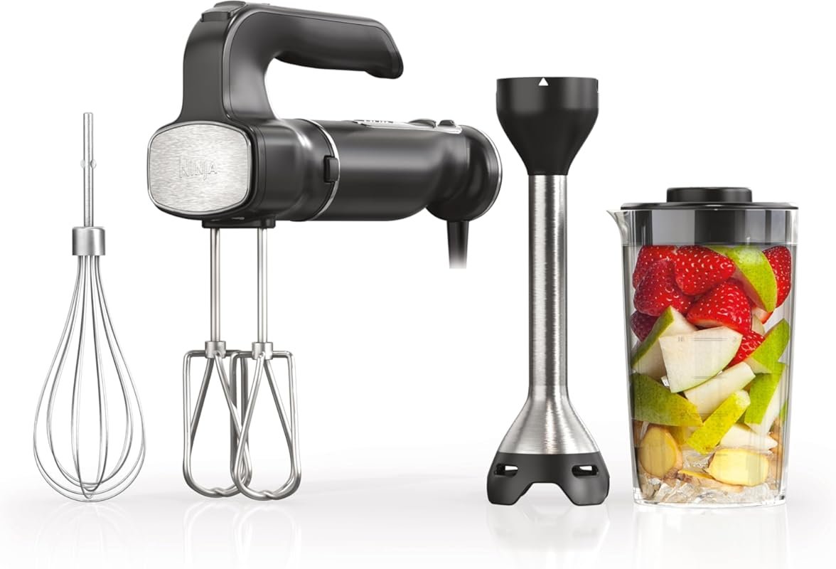 Ninja immersion blender with 750-peak-watt power and combo attachments