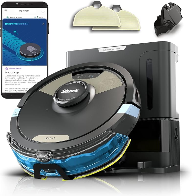 Shark Robot Vacuum & Mop Combo, 60-Day Self-Empty Base, HEPA Filtratio