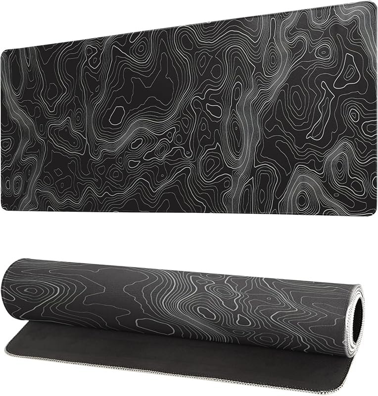 Topographic contour extended gaming mouse pad: 27.6x11.8 inch, stitche