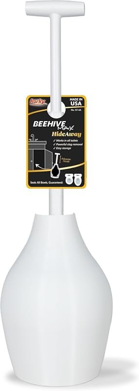 Korky BeehiveMAX Toilet Plunger with Holder – Drip-Free, Seals All Bow