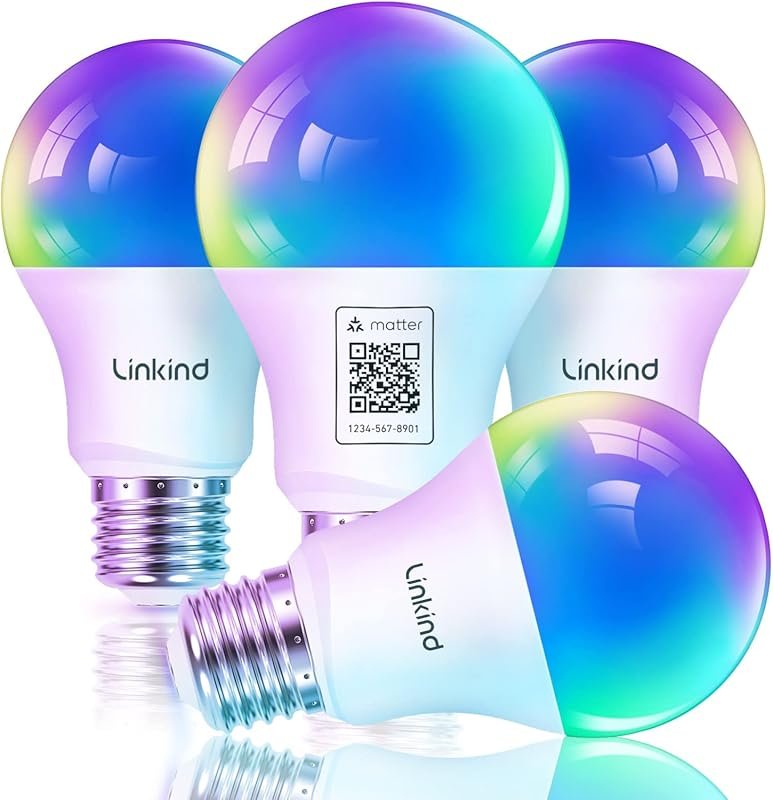 Linkind Matter Smart Light Bulb, Smart Bulbs Work with Apple Home, Sir