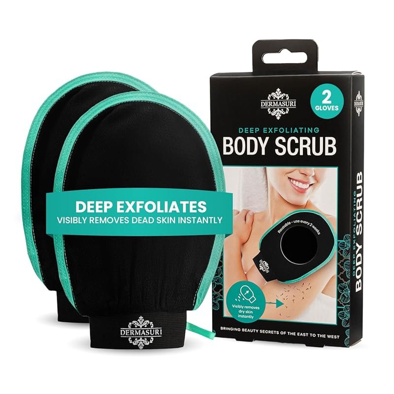 Dermasuri Deep Exfoliating Glove – Korean-Style Shower Mitt for Dead S