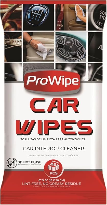 Car Interior Wipes – 40 Count Residue-Free Wipes for Dashboard, Seats,