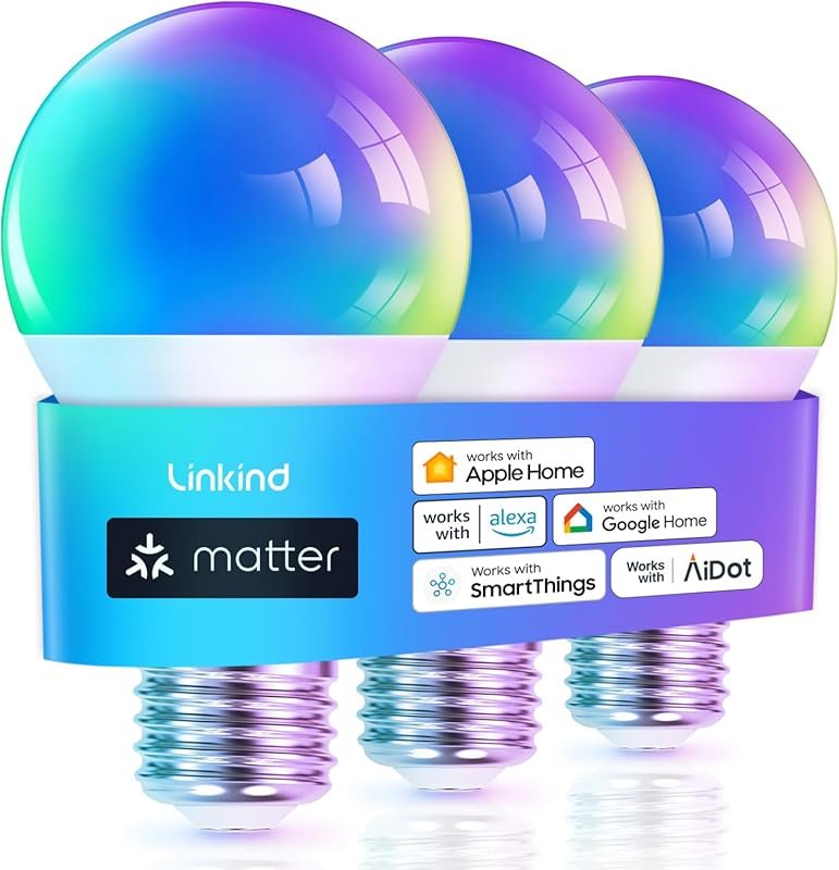 Linkind Matter Smart Light Bulb, Smart Bulbs Work with Apple Home, Sir