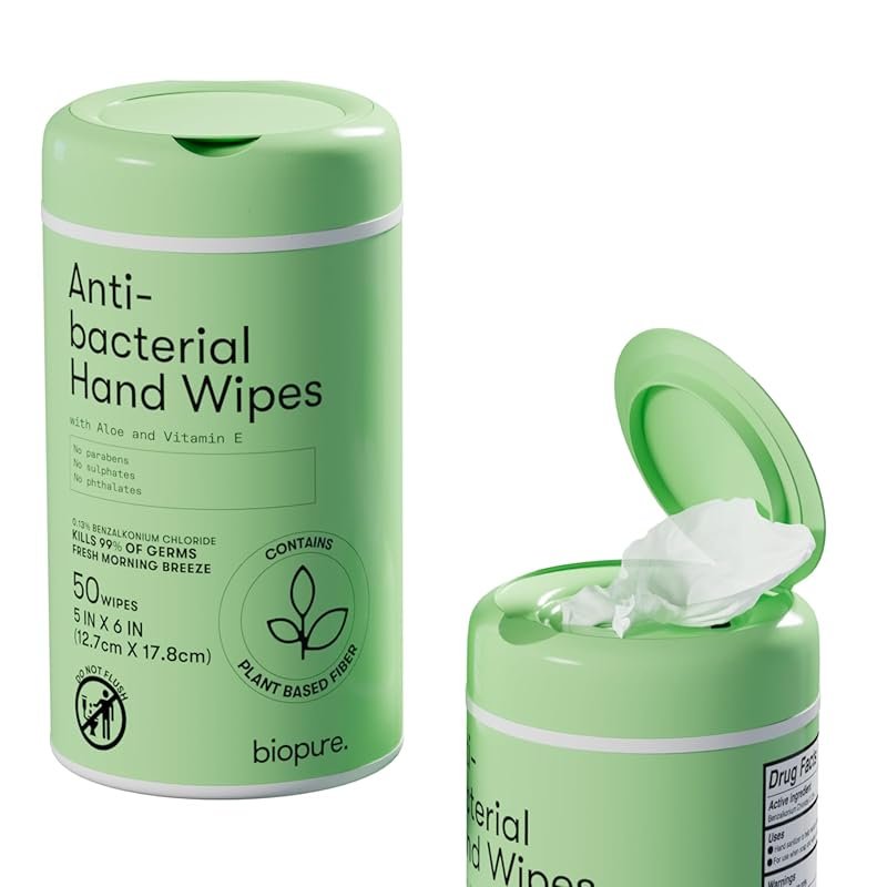 Biopure Fresh Morning Breeze Antibacterial Hand Wipes – Aloe and Vitam
