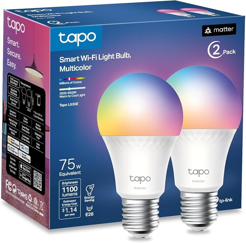 TP-Link Tapo Smart Light Bulbs, 1100 Lumens High Brightness , Matter-C