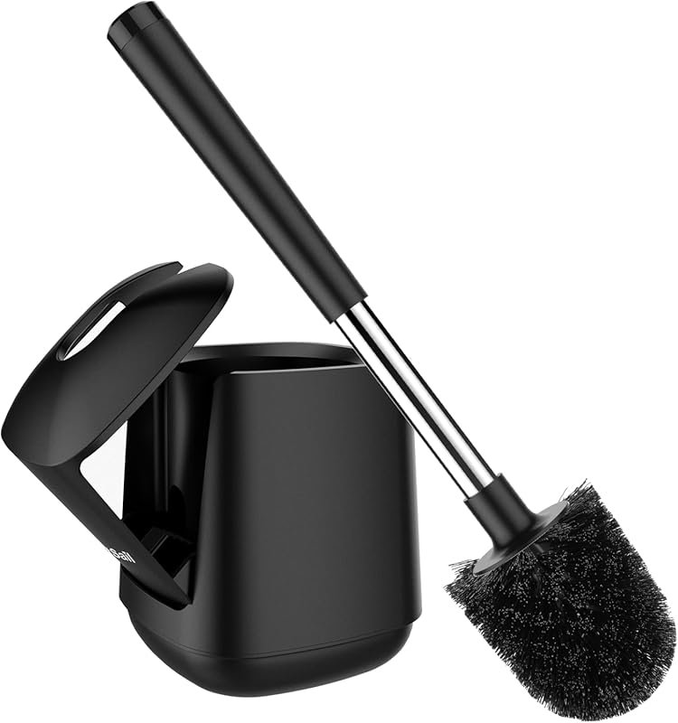 SetSail Self-Closing Lid Toilet Brush and Holder with Extra Long Handl