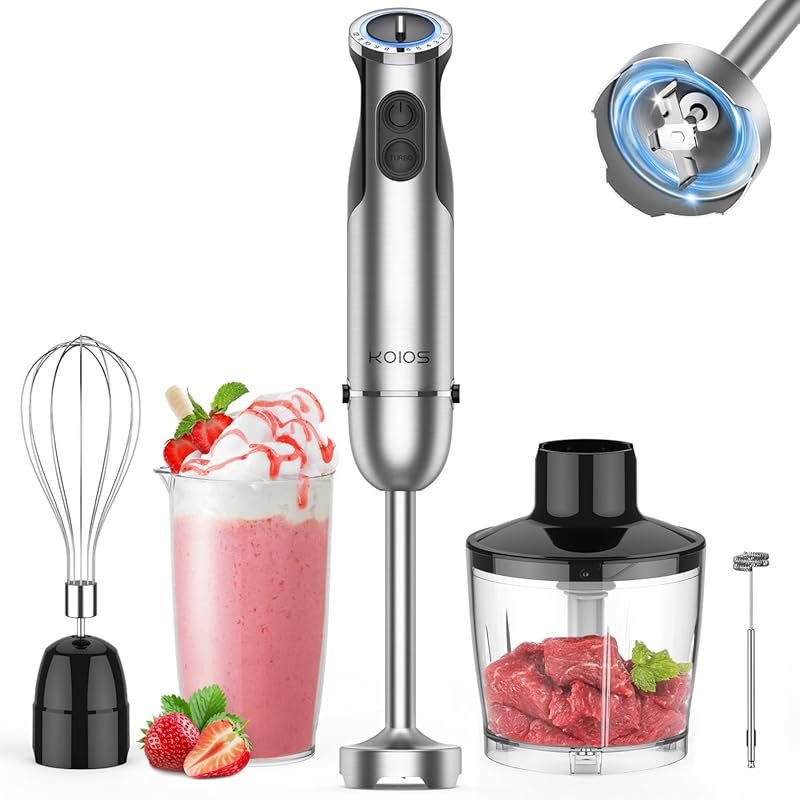 Full stainless steel immersion blender with 12-speed control and power
