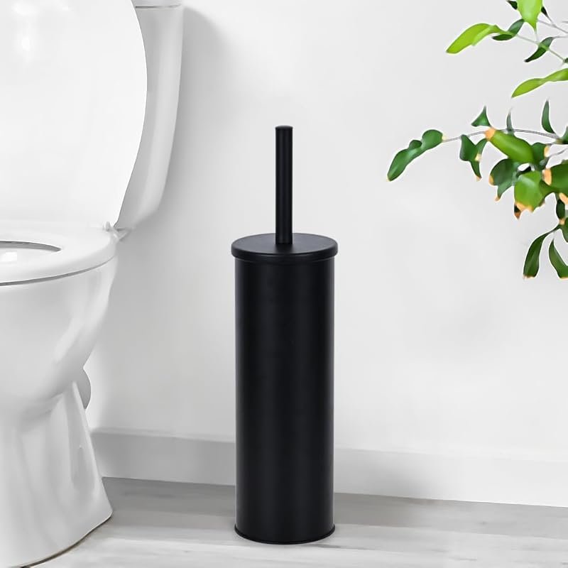 Deep & Sturdy Matte Black Toilet Bowl Brush with Silicone Bristles and
