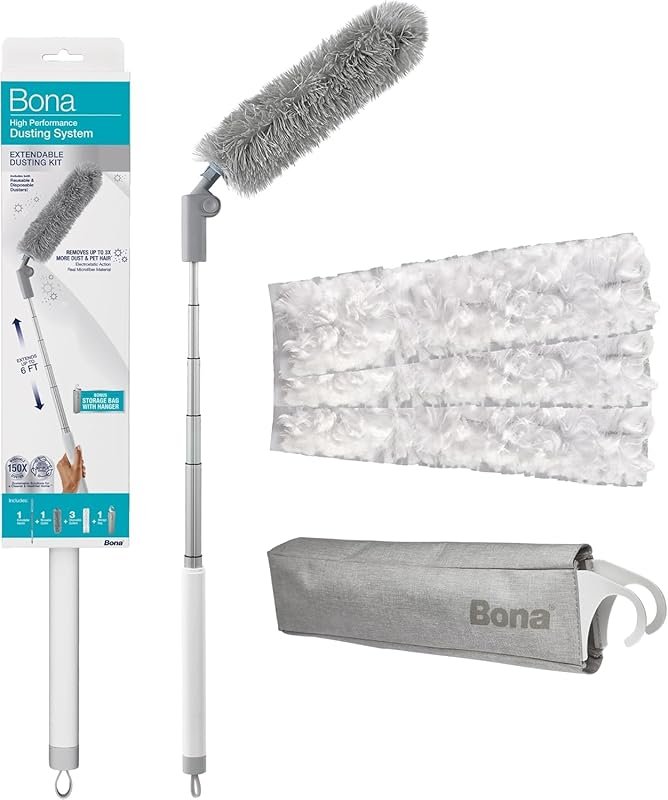 Bona extendable dusting kit with reusable and disposable dusters for d