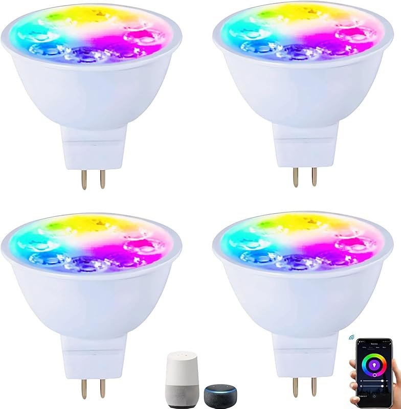 Dimmable smart MR16 LED bulbs with WiFi and Bluetooth, color changing 