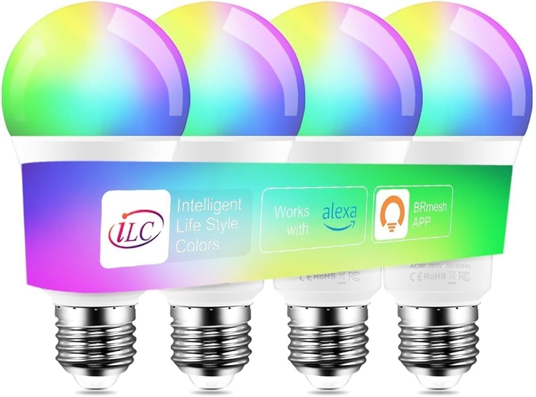 ILC Alexa Smart Bulbs – 10W, 900LM, Warm to Cool White, 4 Pack