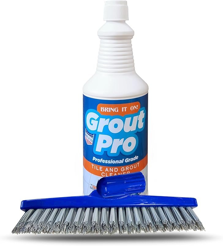 Bring It On Grout Cleaner with Brush – 32oz for Shower Tiles, Removes 
