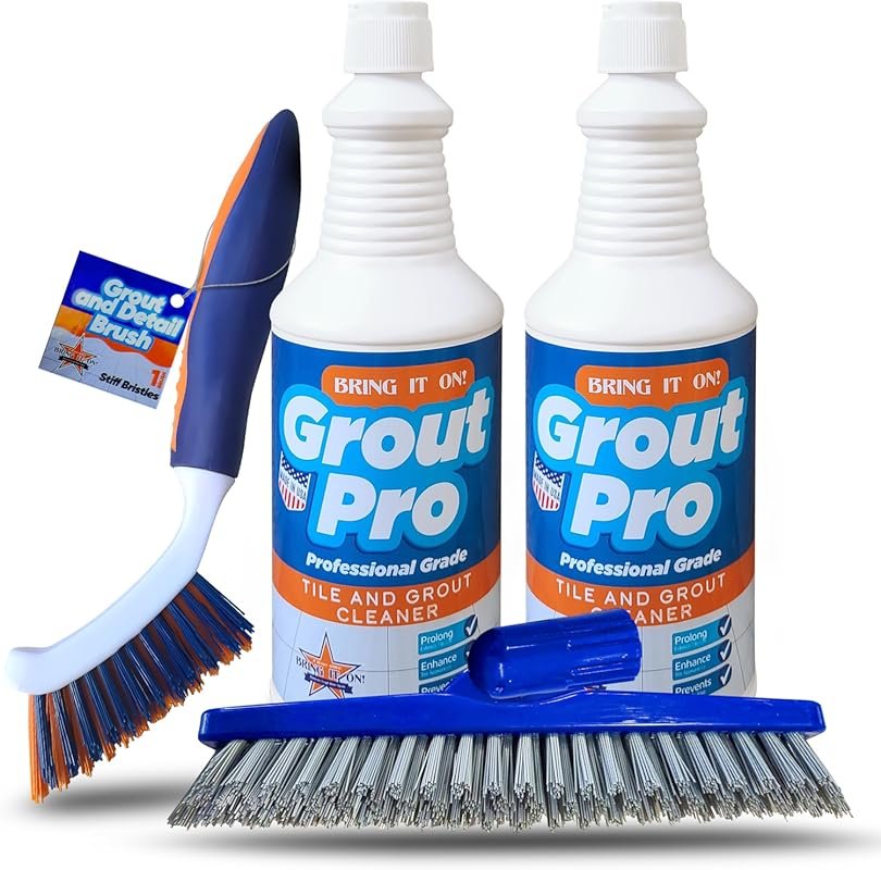Bring It On Grout Cleaner Pro – 32oz x 2 with Brushes, Removes Mineral