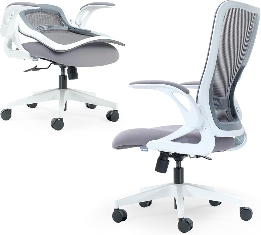 Tervo Model U Folding Office Chair: Ergonomic Mesh Design in White and
