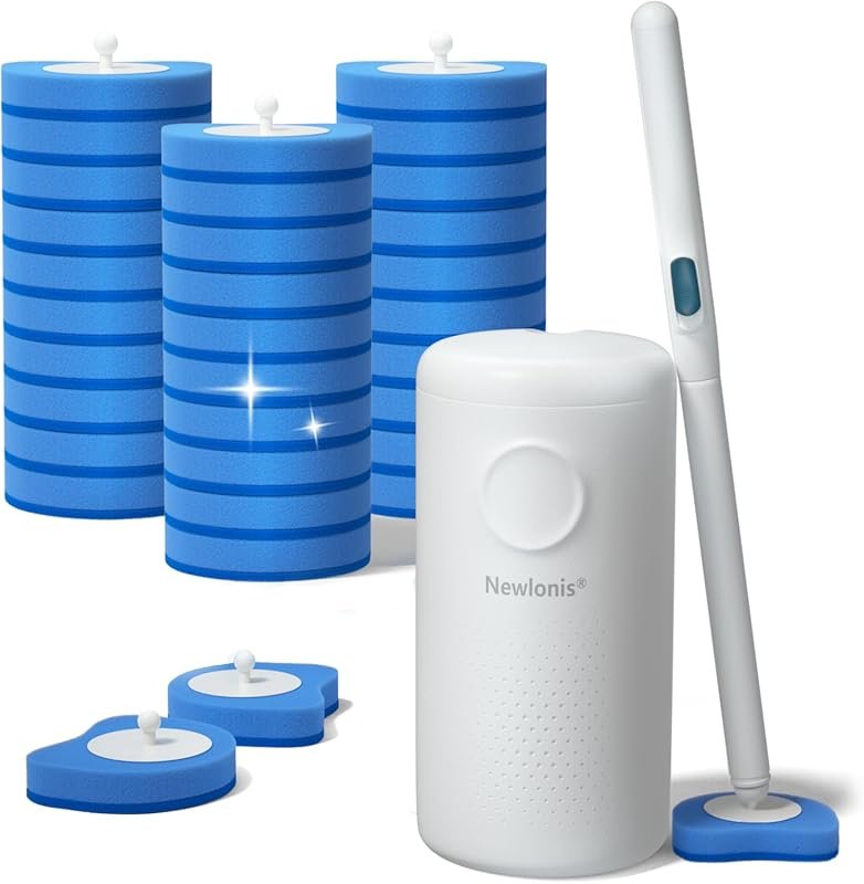Newlonis® Disposable Toilet Brush with 32 Refills, Wall-Mounted Toilet