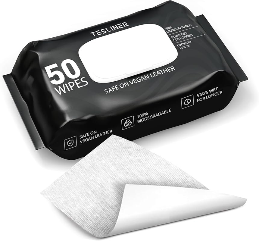 Tesla Car Wipes for Interior Cleaning, 50 XL-Sized Seat & Screen Clean