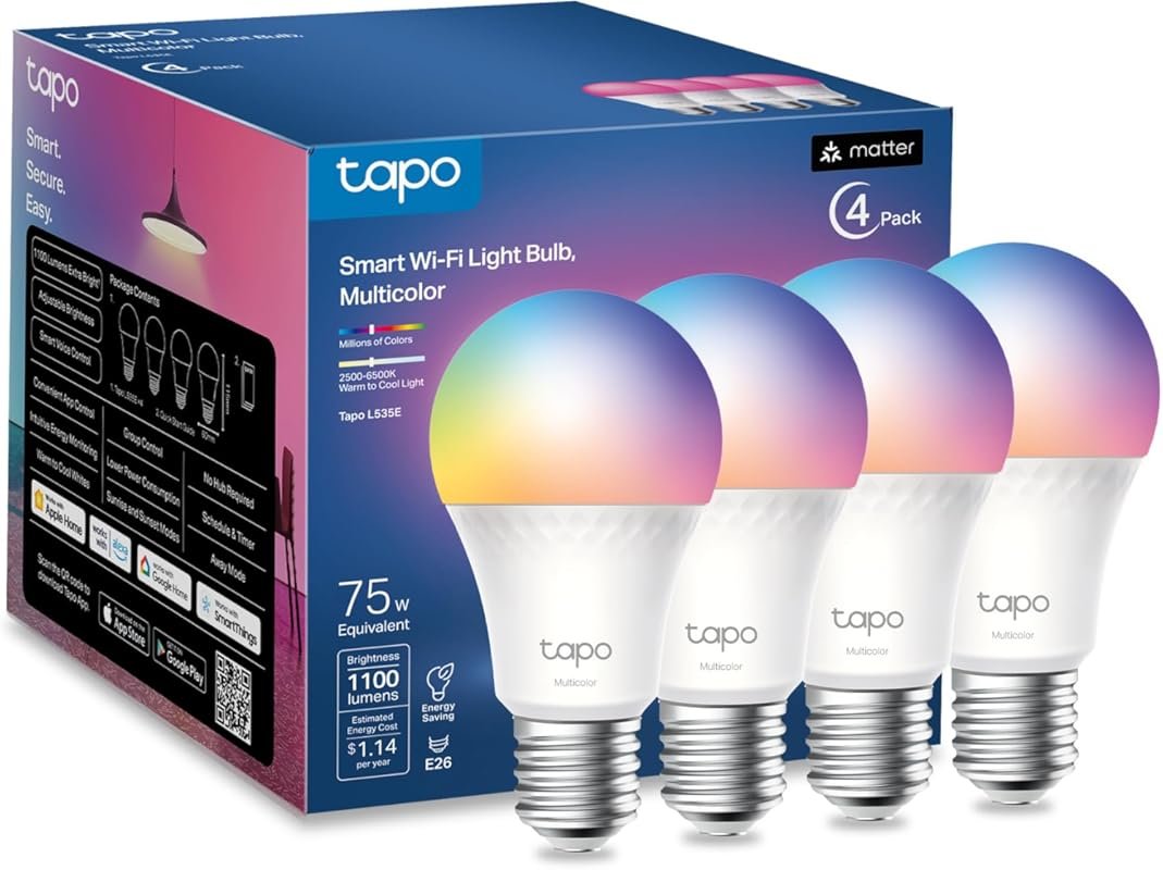 Tapo TP-Link Smart Light Bulbs, 1100 Lumens High Brightness , Matter-C