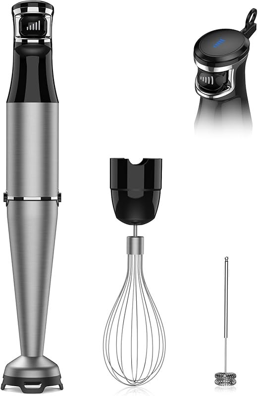 1100W Immersion Blender with Whisk and Milk Frother for Smoothies, Sou