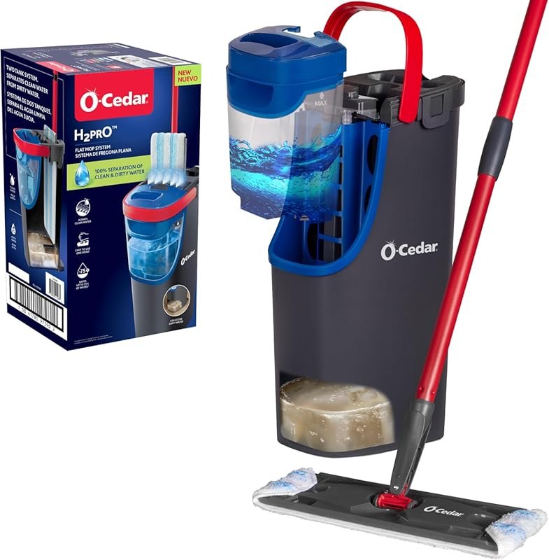 O-Cedar H2prO Flat Mop System for Safe Cleaning on Hardwood and Tile