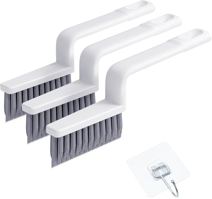 V-Shaped Grout Cleaning Brush Set with Stiff Bristles for Tile, Shower