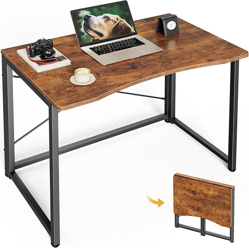 Huuger Folding Desk for Small Spaces, 31.5 Inch Foldable Computer Tabl